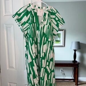 Pinch Green and White Geometric Midi Dress